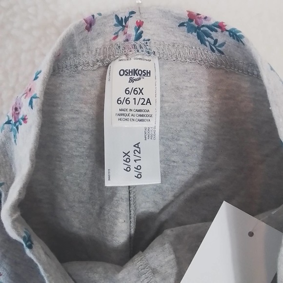OshKosh Cotton Blend Leggings Size 6 in Gray w/ Floral Print - Picture 9 of 10